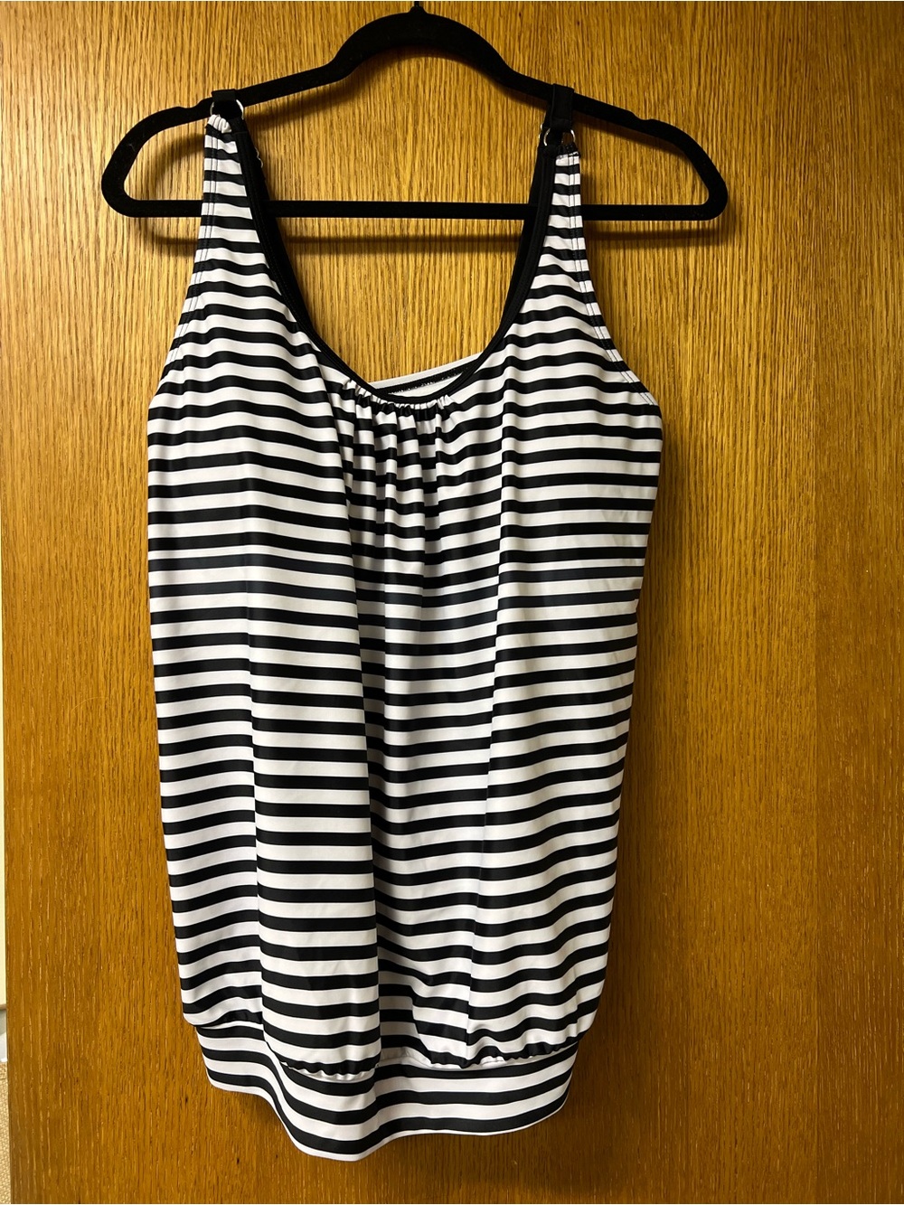 Black & White Striped Swim Top